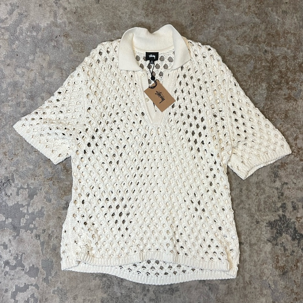 Stussy big mesh polo dress shirt